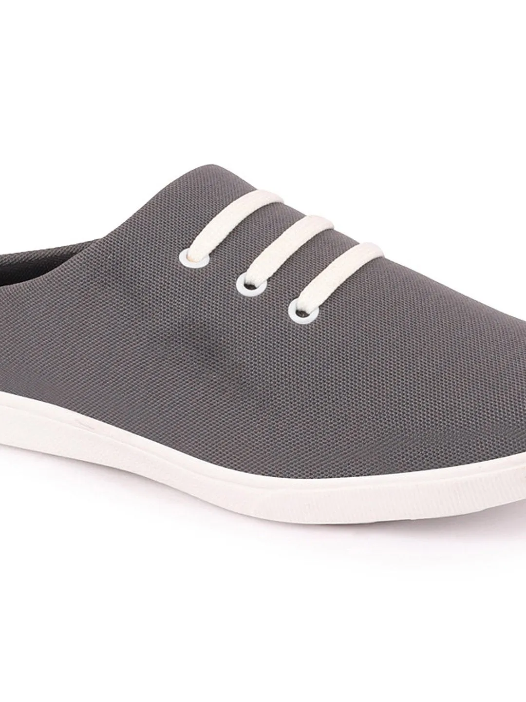 Men Grey Casual Canvas Slip-On Shoes