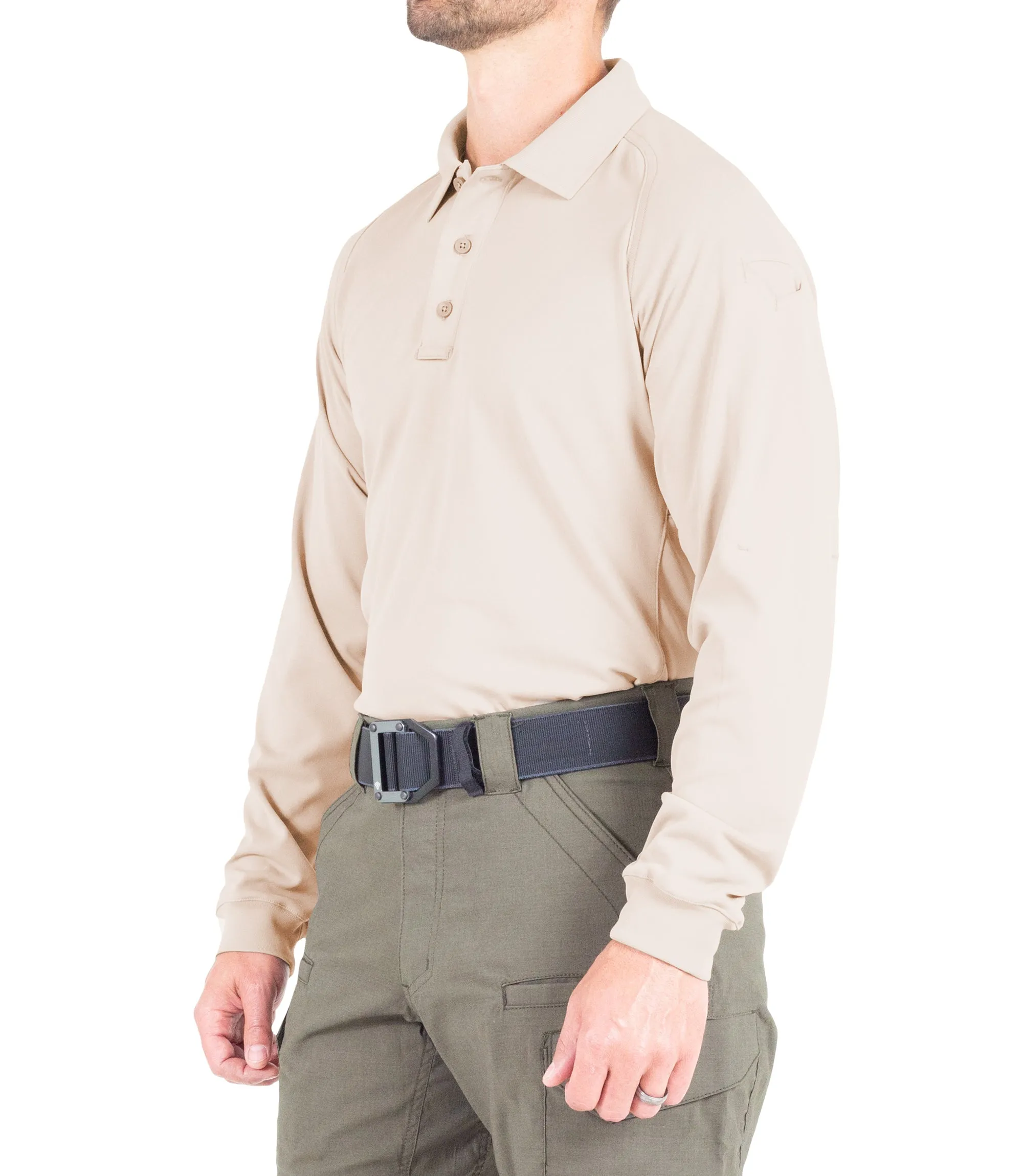 Men's Performance Long Sleeve Polo / Khaki