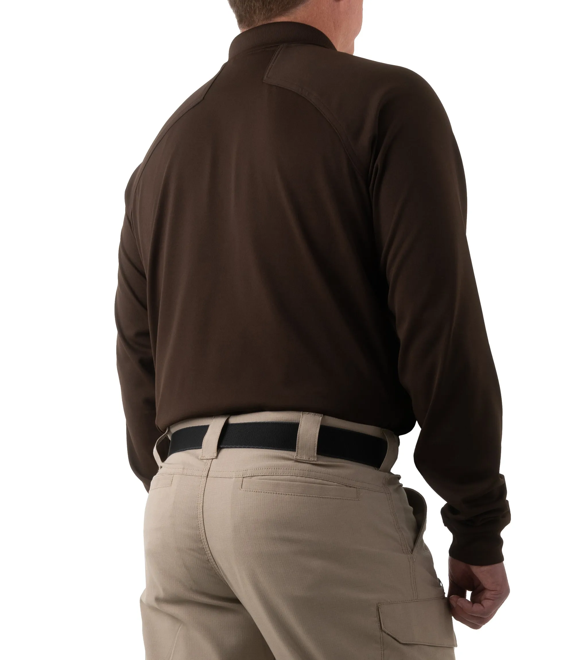 Men's Performance Long Sleeve Polo - Kodiak Brown