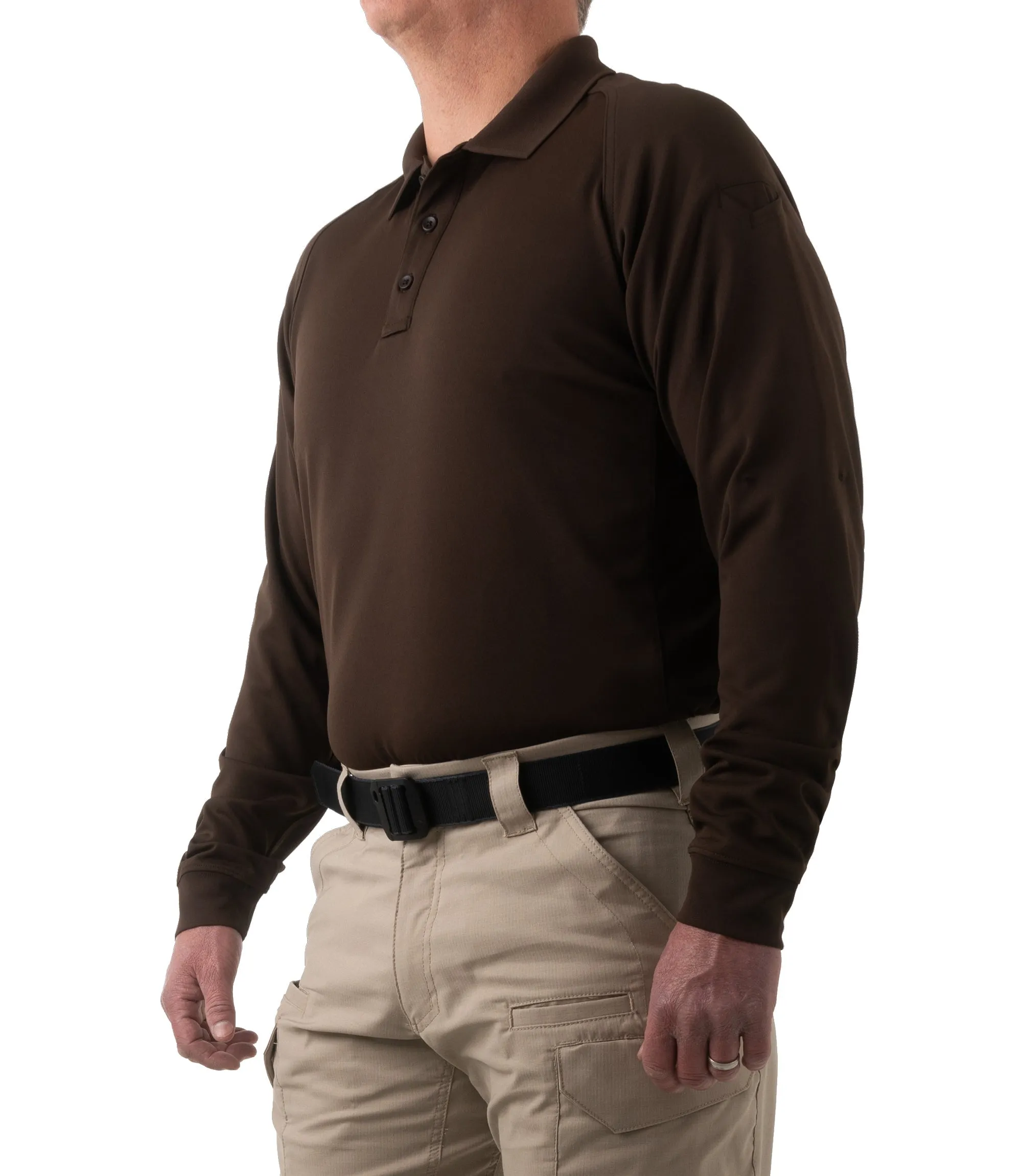 Men's Performance Long Sleeve Polo - Kodiak Brown