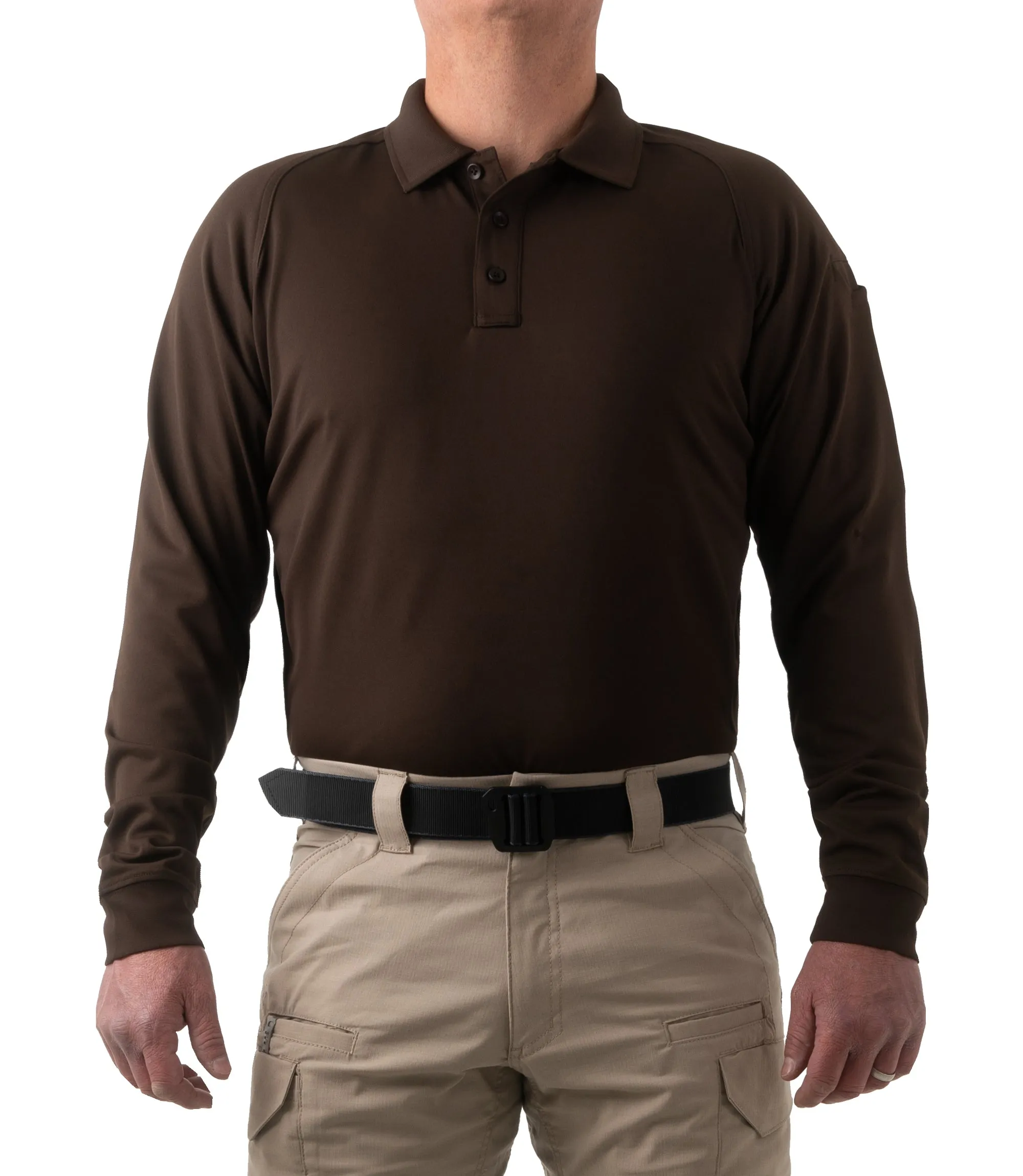 Men's Performance Long Sleeve Polo - Kodiak Brown