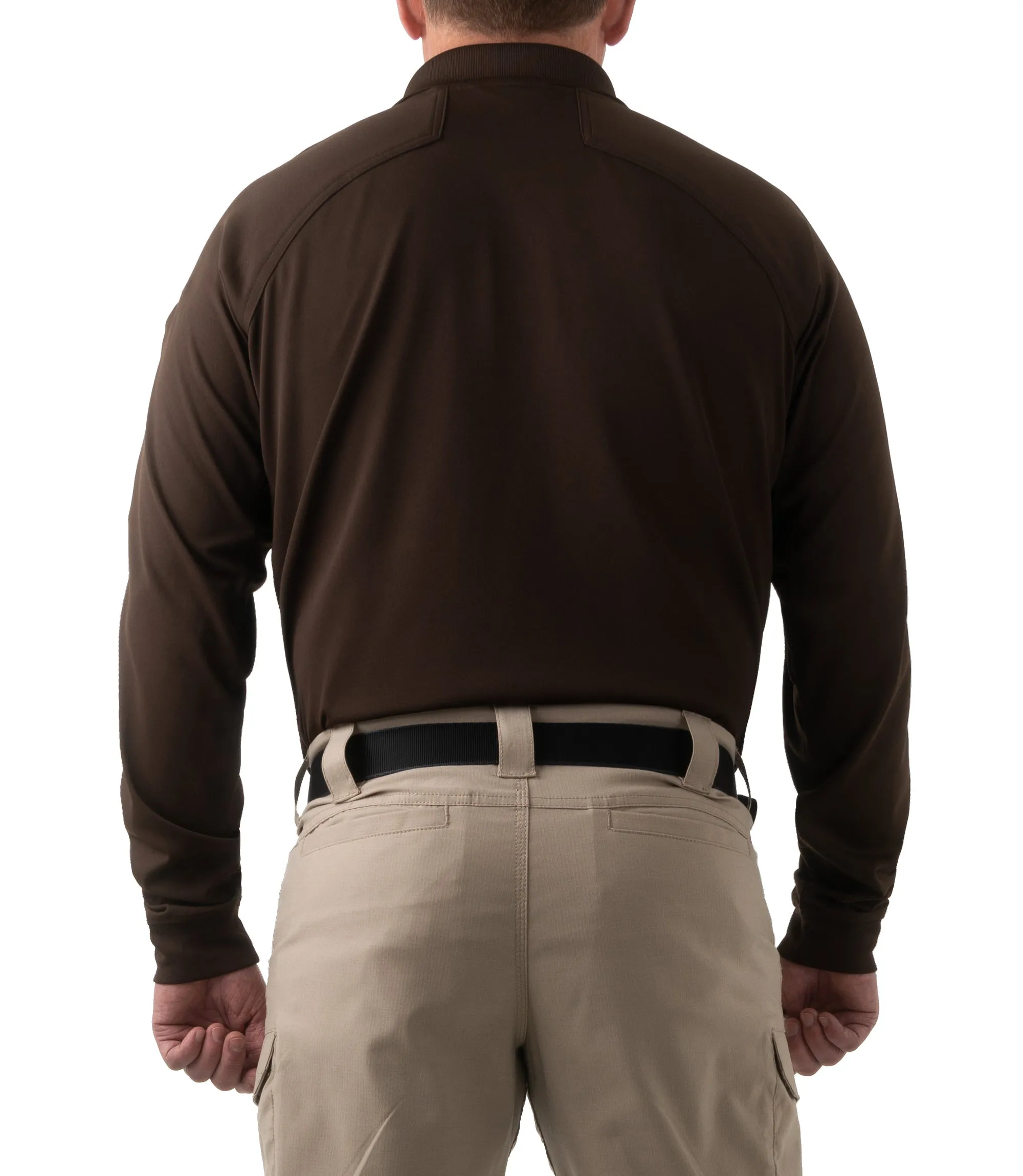 Men's Performance Long Sleeve Polo - Kodiak Brown