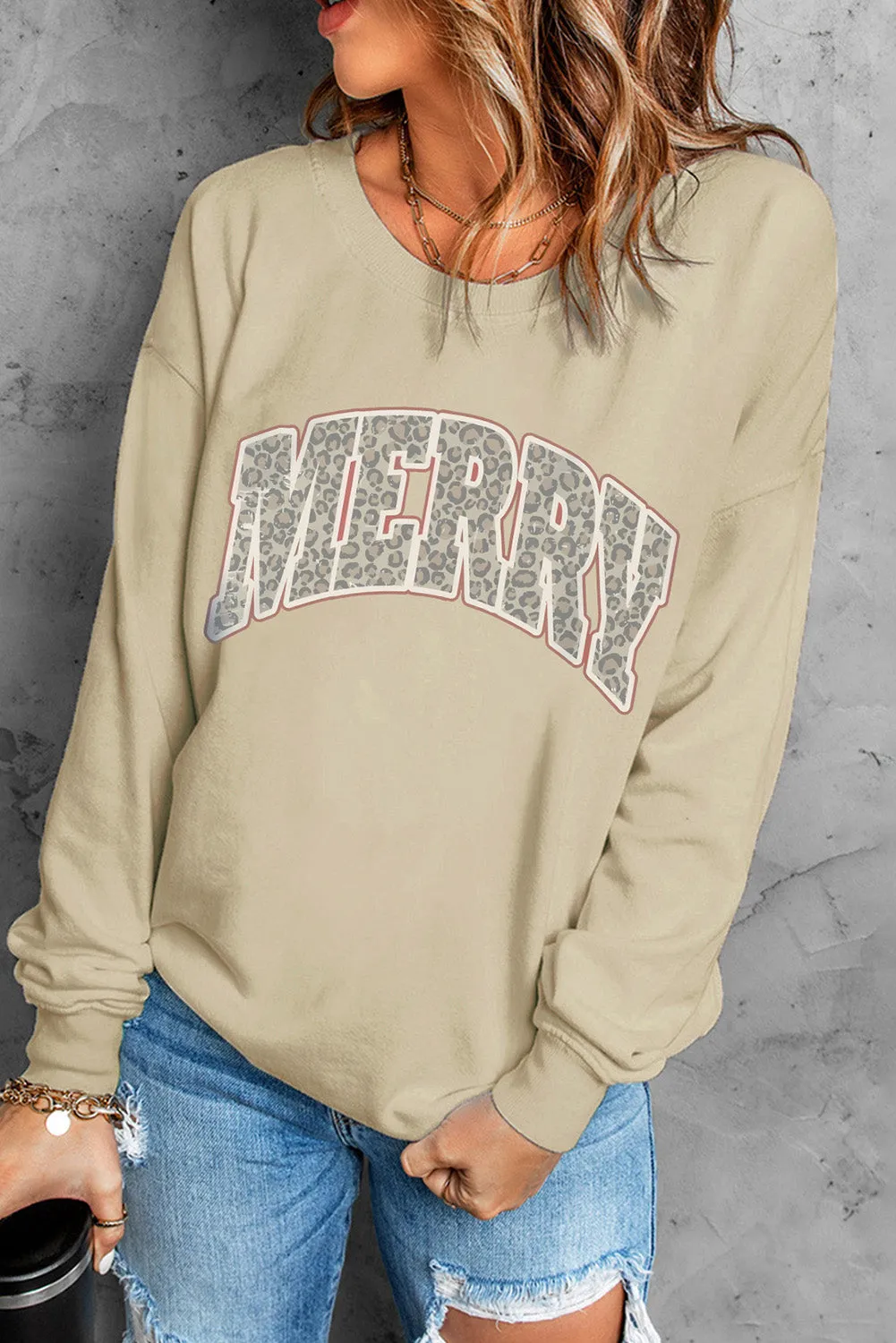 MERRY Graphic Drop Shoulder Sweatshirt