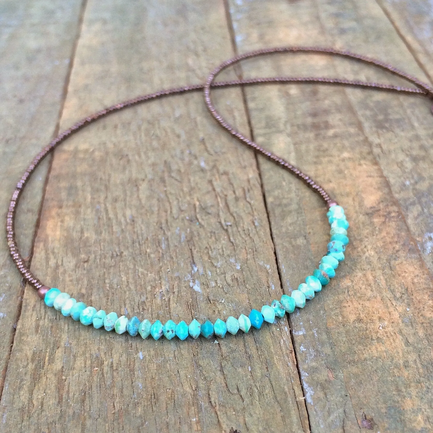 Minimalist Turquoise Necklace, Turquoise Layering Necklace, Turquoise Choker, Boho Bead Jewelry, Arizona Turquoise Bead Necklace