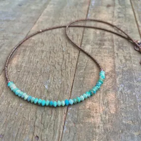 Minimalist Turquoise Necklace, Turquoise Layering Necklace, Turquoise Choker, Boho Bead Jewelry, Arizona Turquoise Bead Necklace