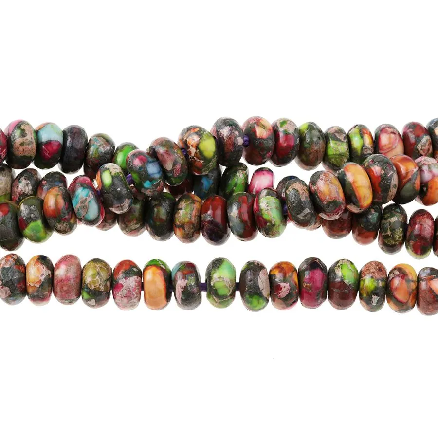 Mixed Impression Jasper 10mm Rondelle Large Hole 8-Inch