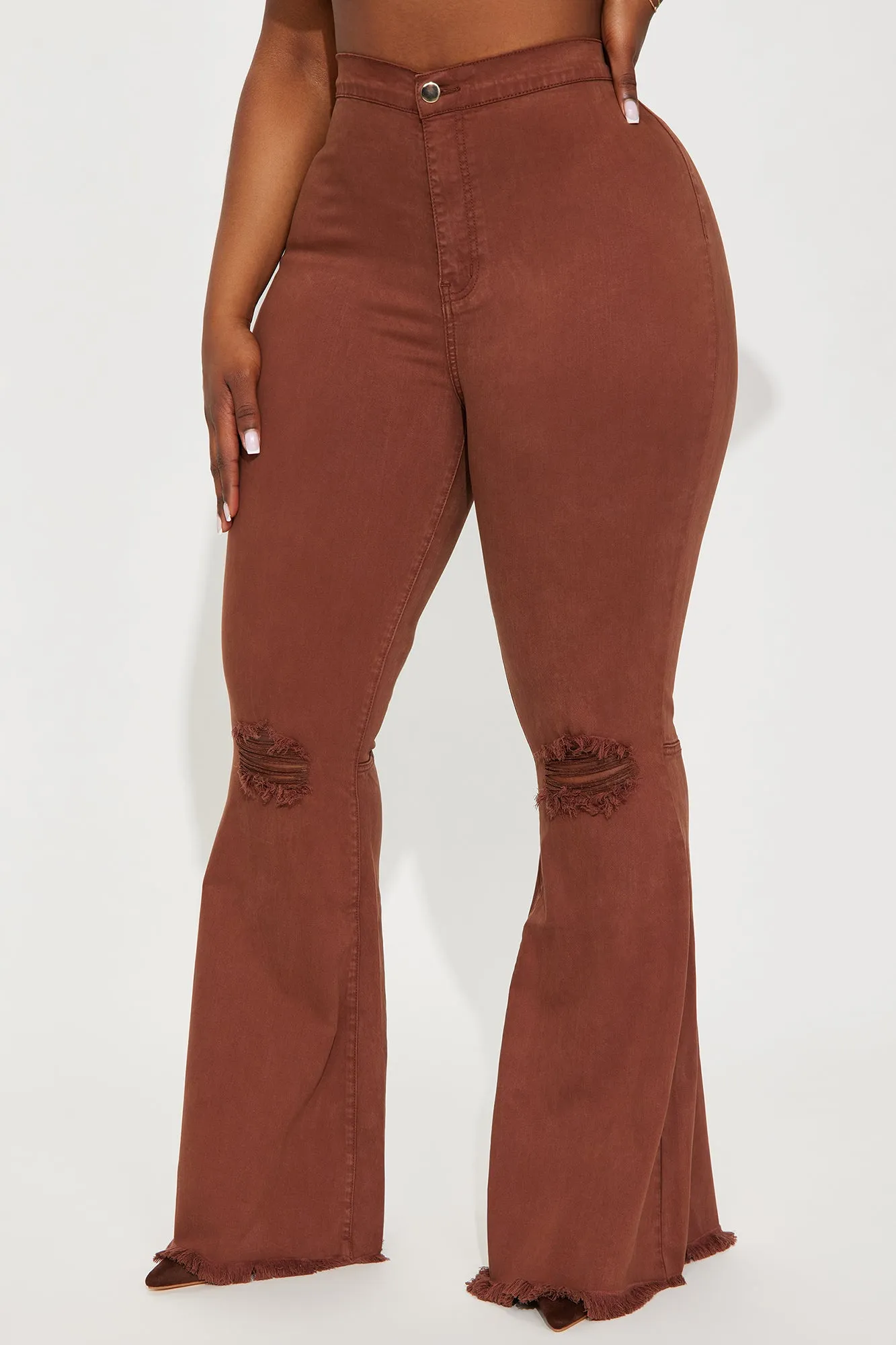 Mystery Solved Extreme Bell Bottom Jeans - Brown