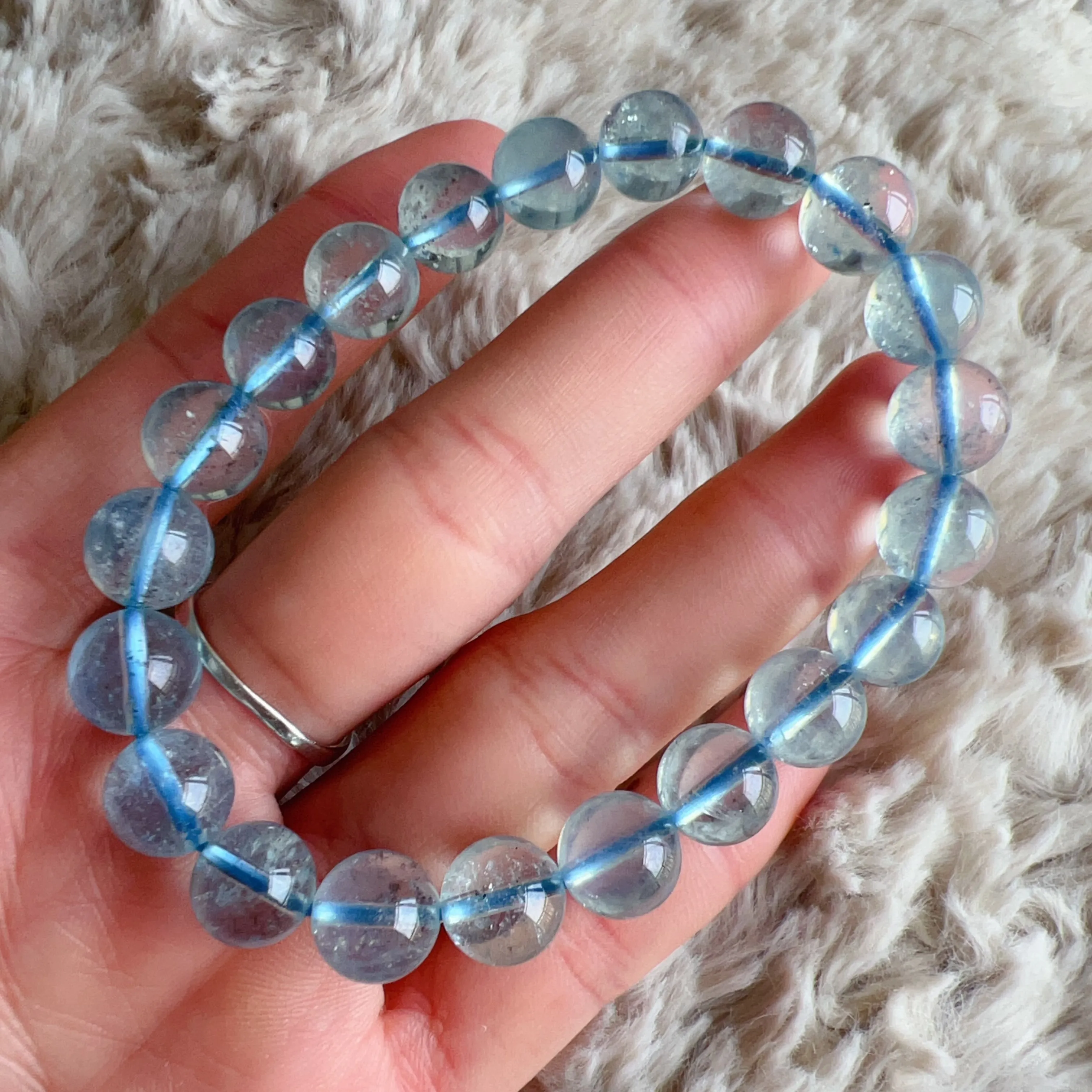 Natural High Clarity Saint Maria Blue Aquamarine with 9.3mm Beads | March Birthstone Pisces