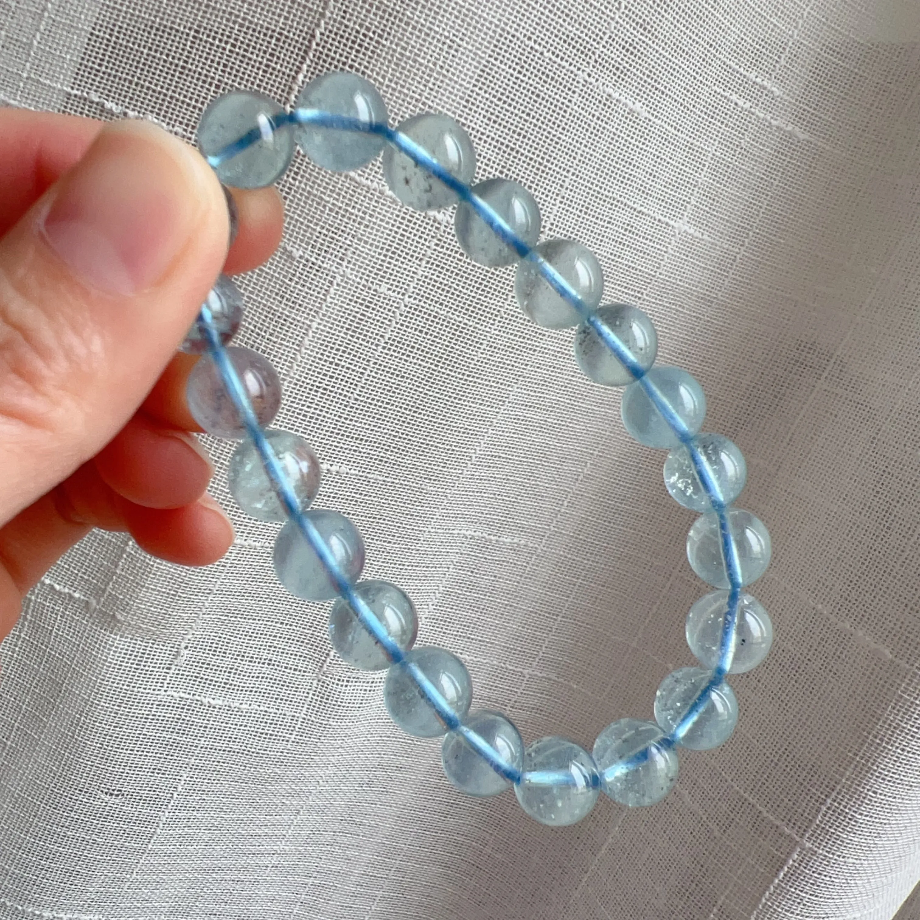 Natural High Clarity Saint Maria Blue Aquamarine with 9.3mm Beads | March Birthstone Pisces