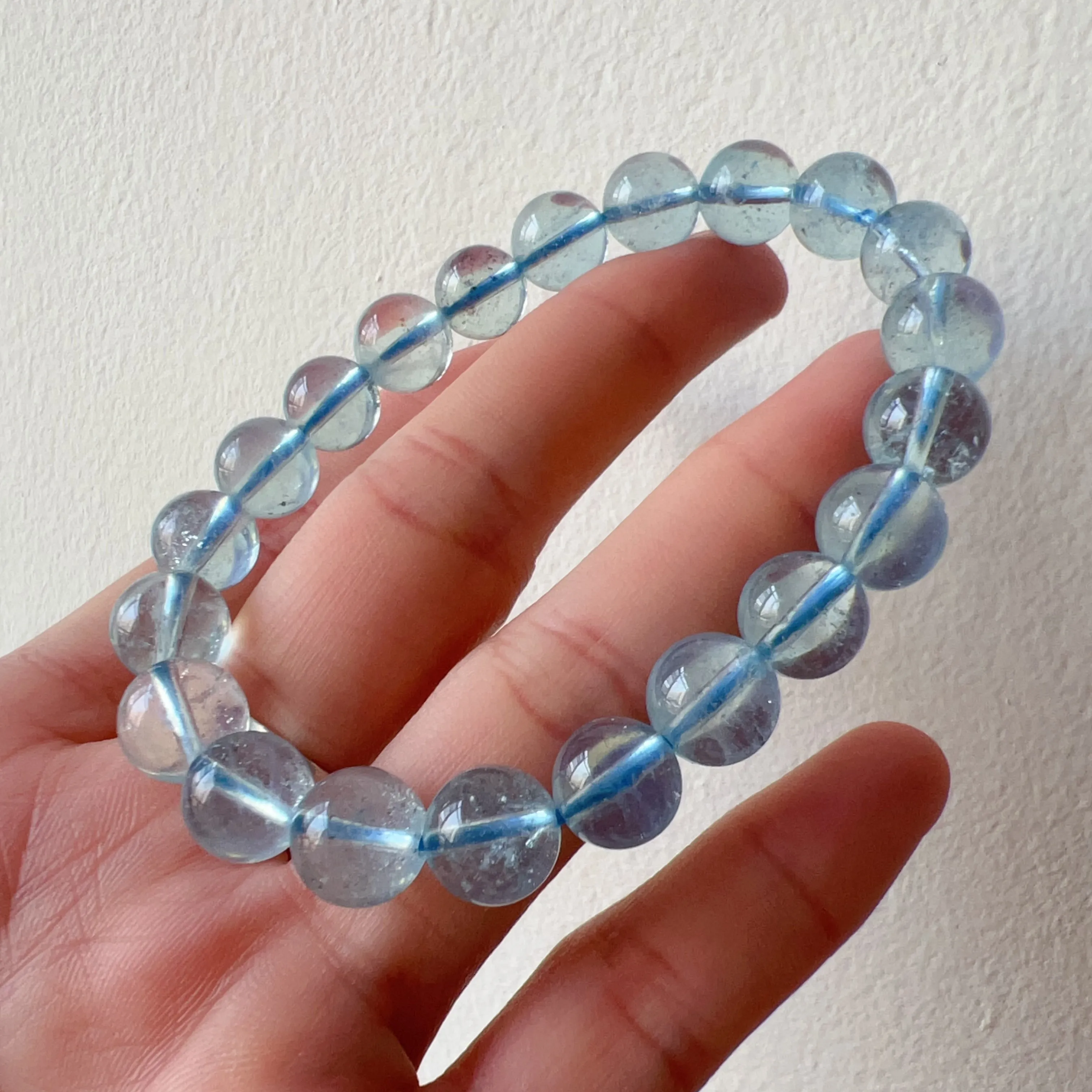 Natural High Clarity Saint Maria Blue Aquamarine with 9.3mm Beads | March Birthstone Pisces