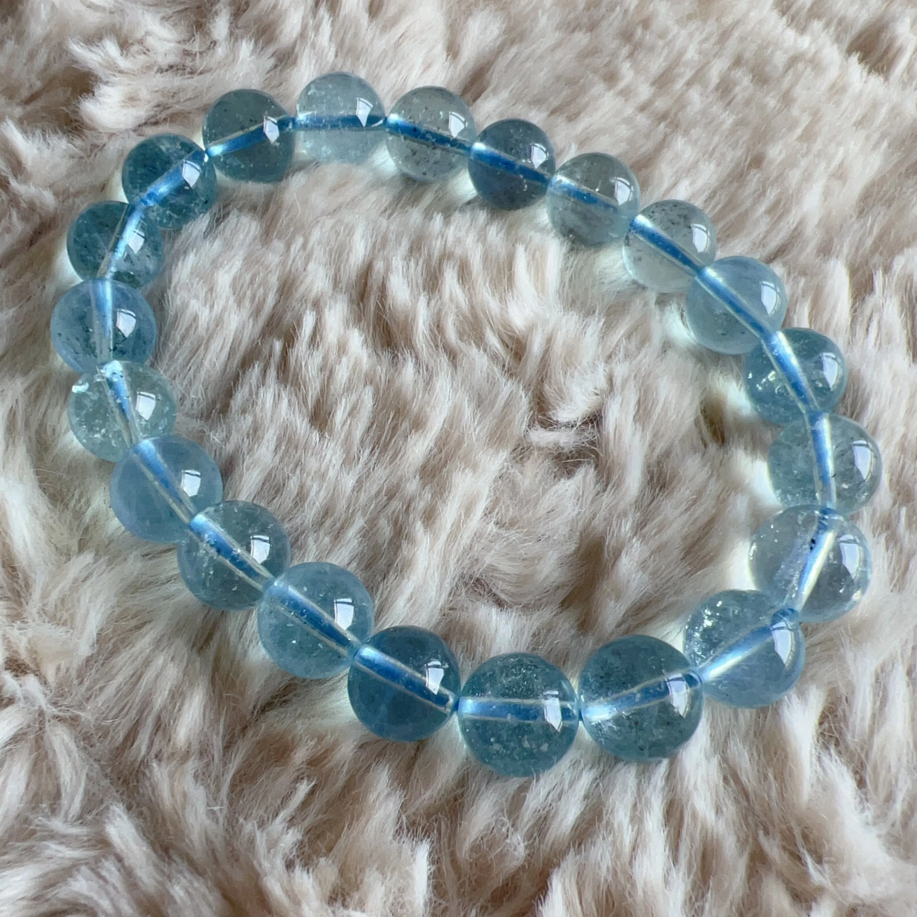 Natural High Clarity Saint Maria Blue Aquamarine with 9.3mm Beads | March Birthstone Pisces