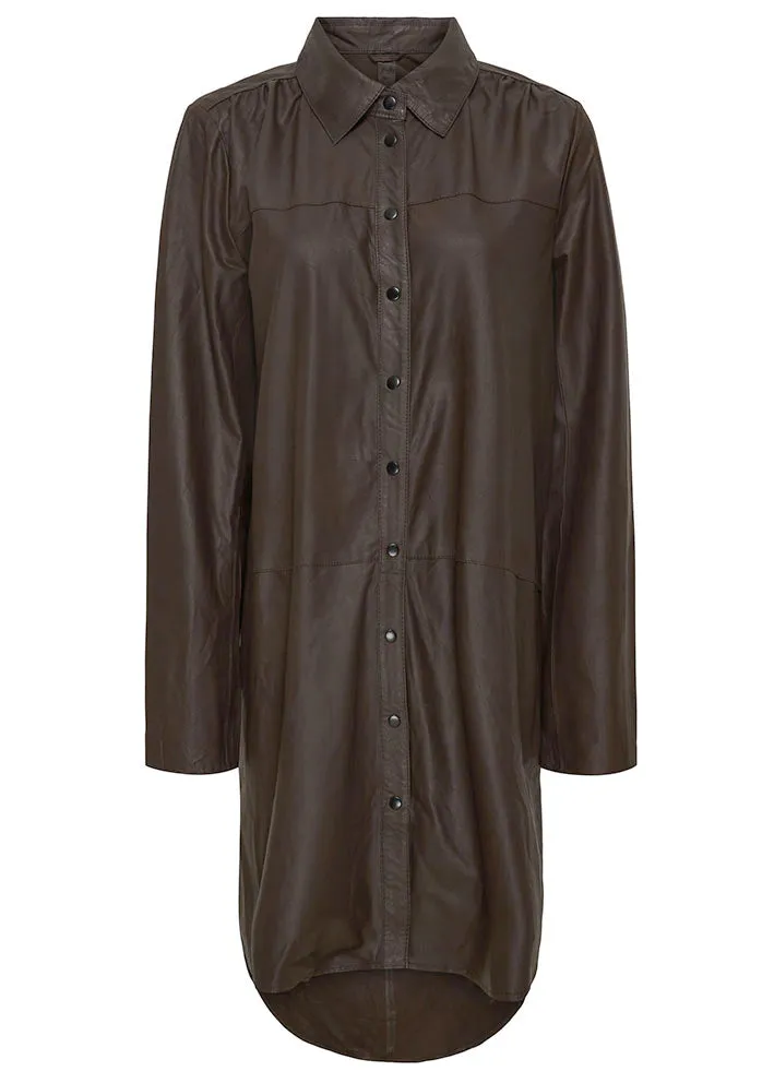 Notyz Oversized Shirt Dress 11112 Skindkjole - Chocolate Brown