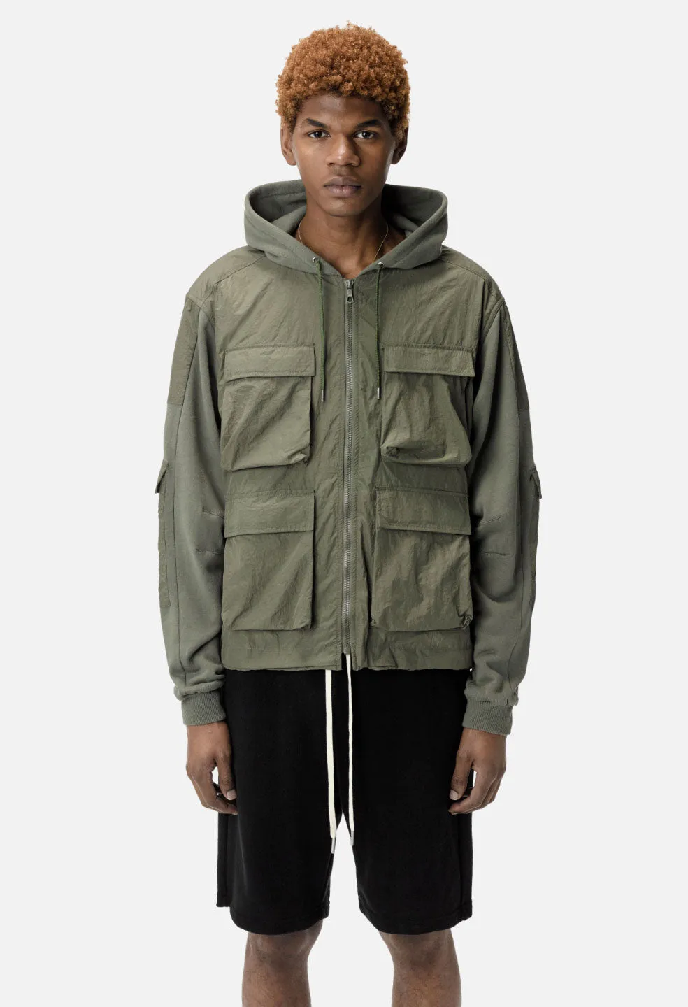 Nylon Paneled Jacket / Olive