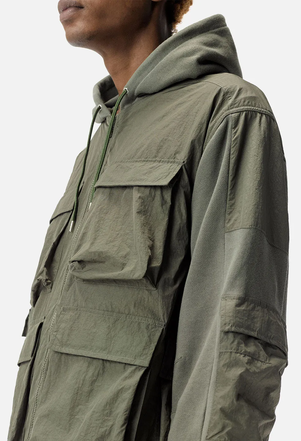 Nylon Paneled Jacket / Olive