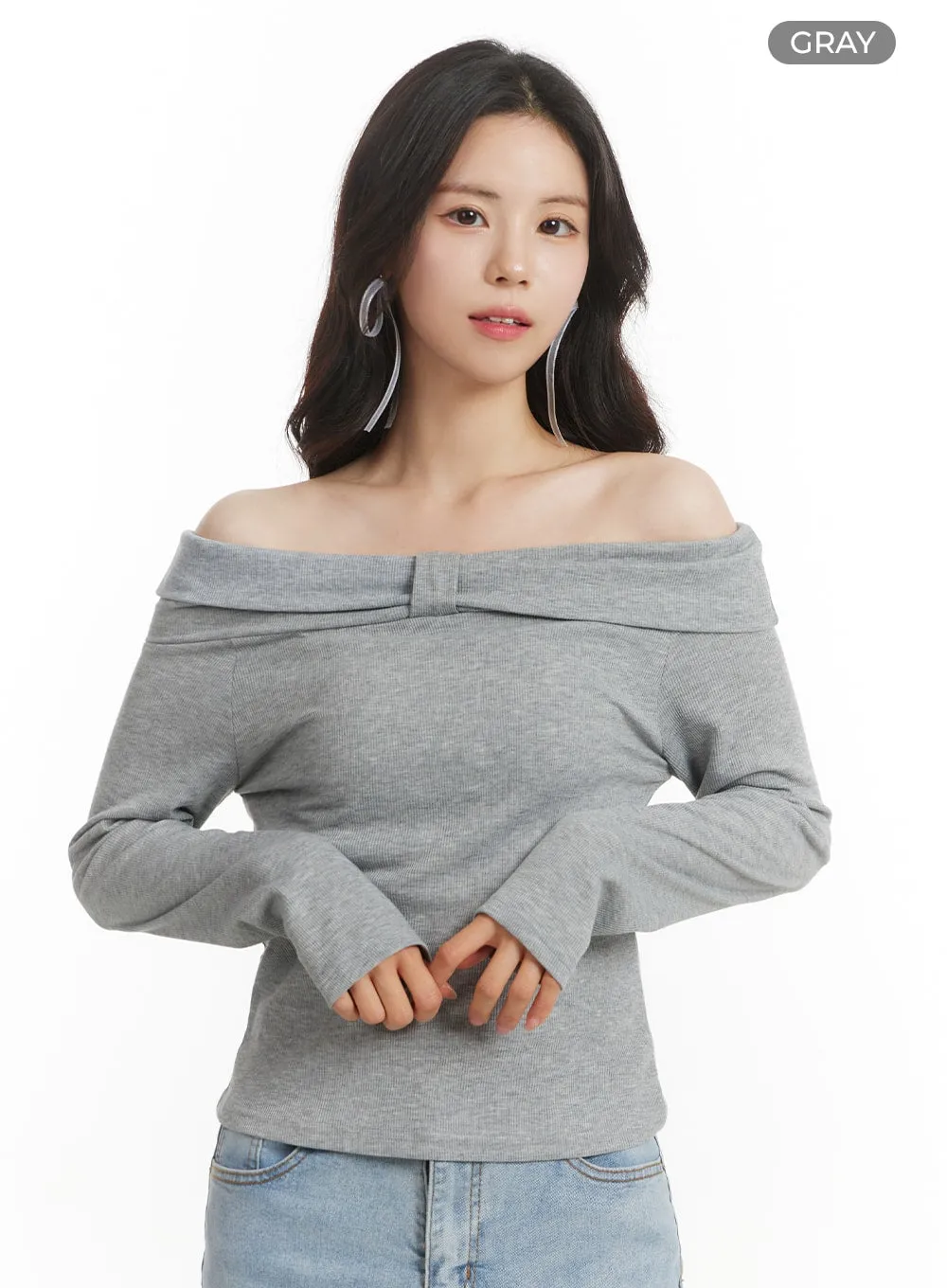 Off-Shoulder Long Sleeve Top OF428