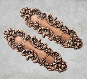 Oxidized Copper Ornate Floral Stampings x 2 - 1475COFFA