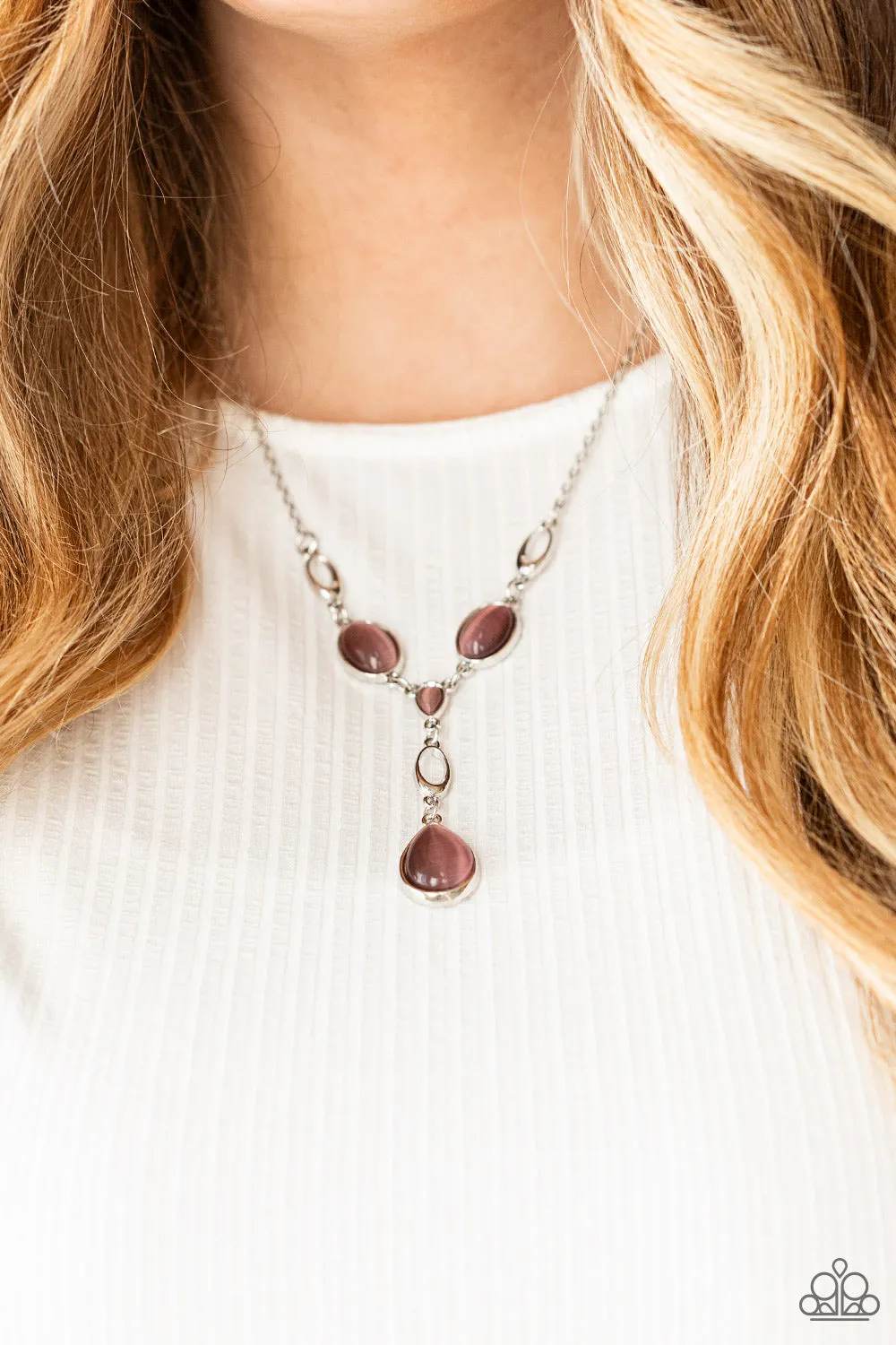 Paparazzi Necklace ~ Ritzy Refinement - Purple Cat's Eye Stone Necklace