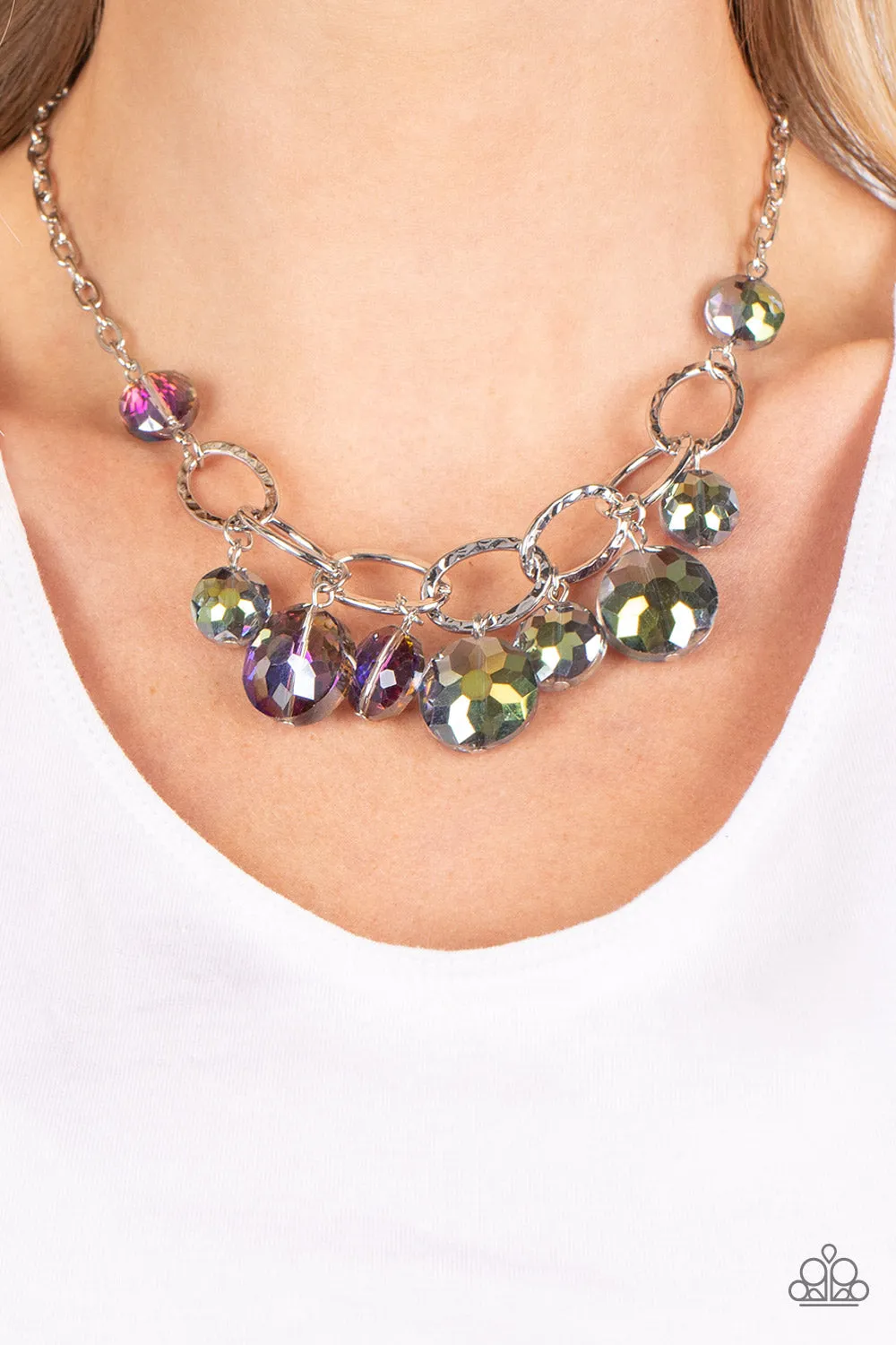 Paparazzi Rhinestone River - Multi Oil Spill Necklace