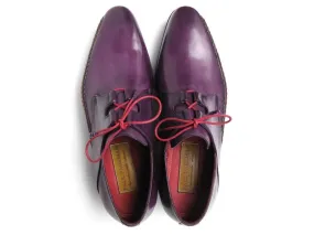 Paul Parkman Men's Ghillie Lacing Side Handsewn Dress Shoes Purple Leather