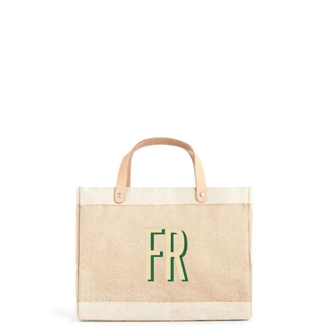 Petite Market Bag in Natural with Large Ecru Monogram