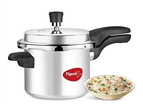 Pigeon Deluxe Aluminium Pressure Cooker, 5 Litres, Silver