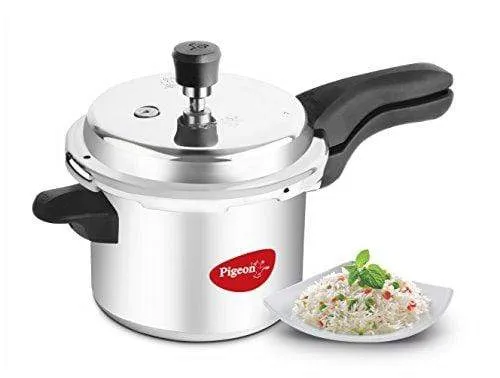 Pigeon Deluxe Aluminium Pressure Cooker, 5 Litres, Silver