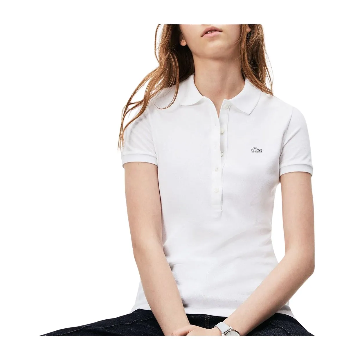 Polo Donna Lacoste Slim Fit Bianco