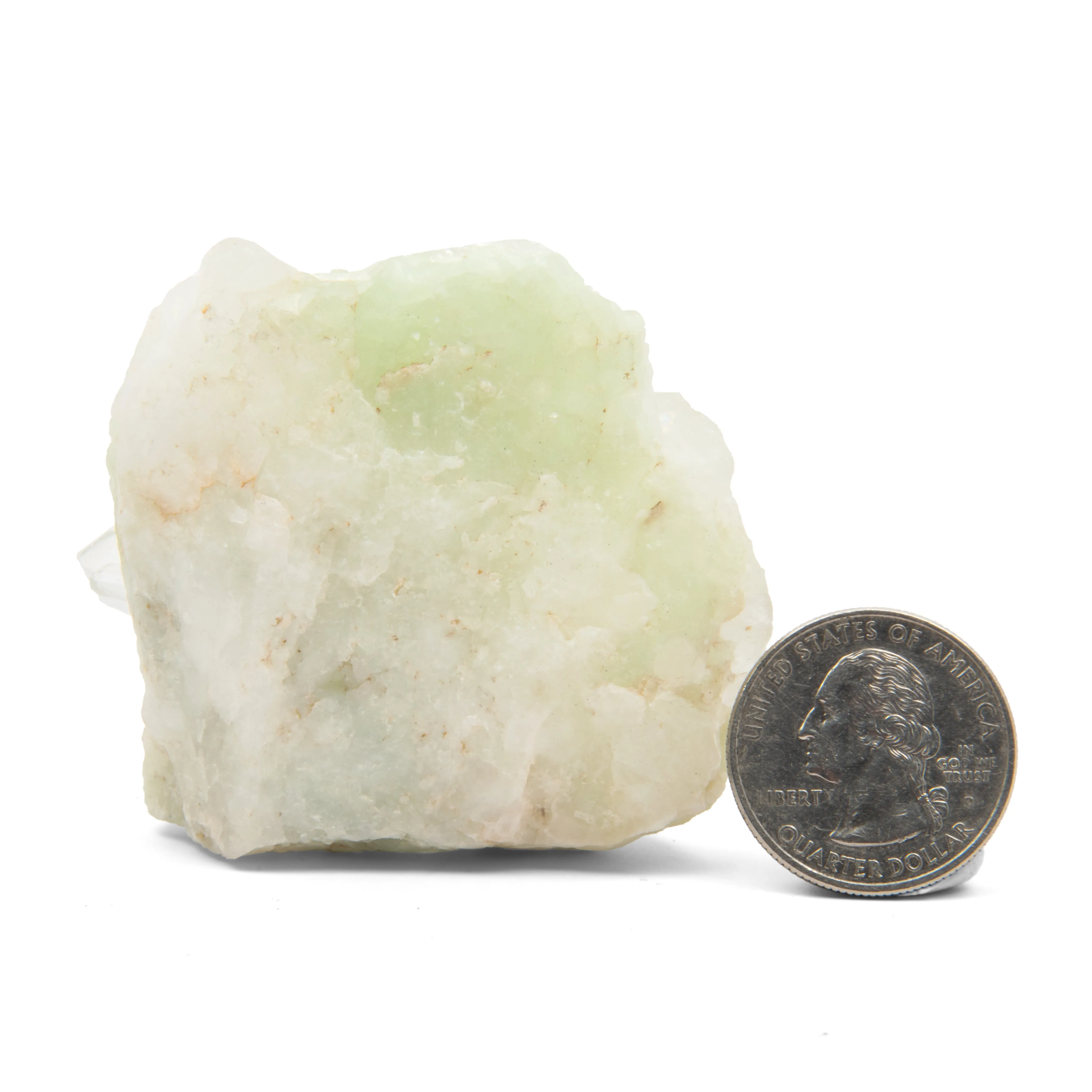 Prehnite - in Quartz Cluster