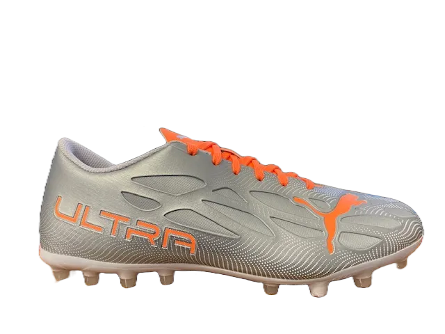 Puma men's soccer shoe Ultra 4.4 MG 106734 01 diamond silver-neon citrus