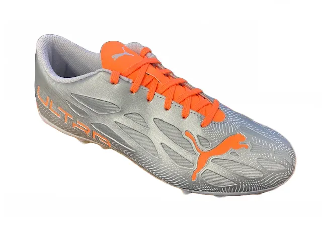 Puma men's soccer shoe Ultra 4.4 MG 106734 01 diamond silver-neon citrus