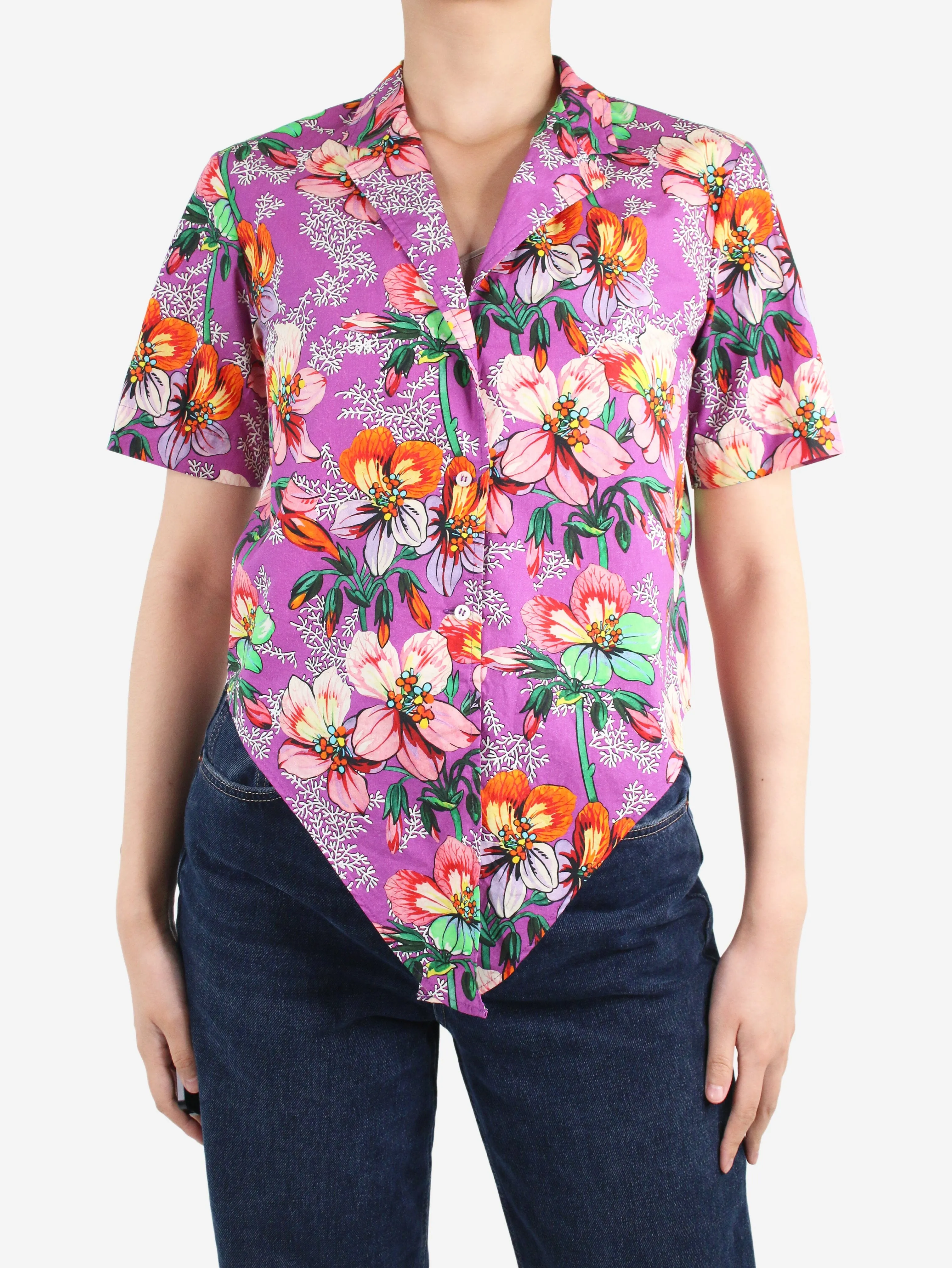 Purple floral printed shirt - size FR 38