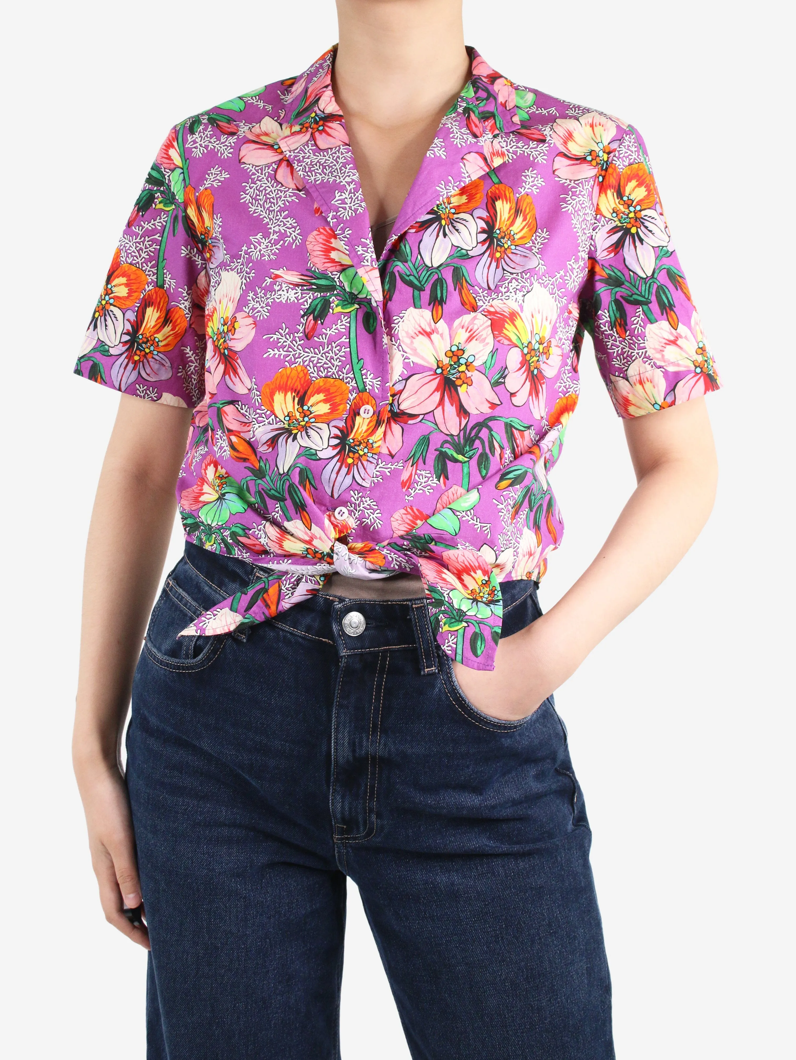 Purple floral printed shirt - size FR 38