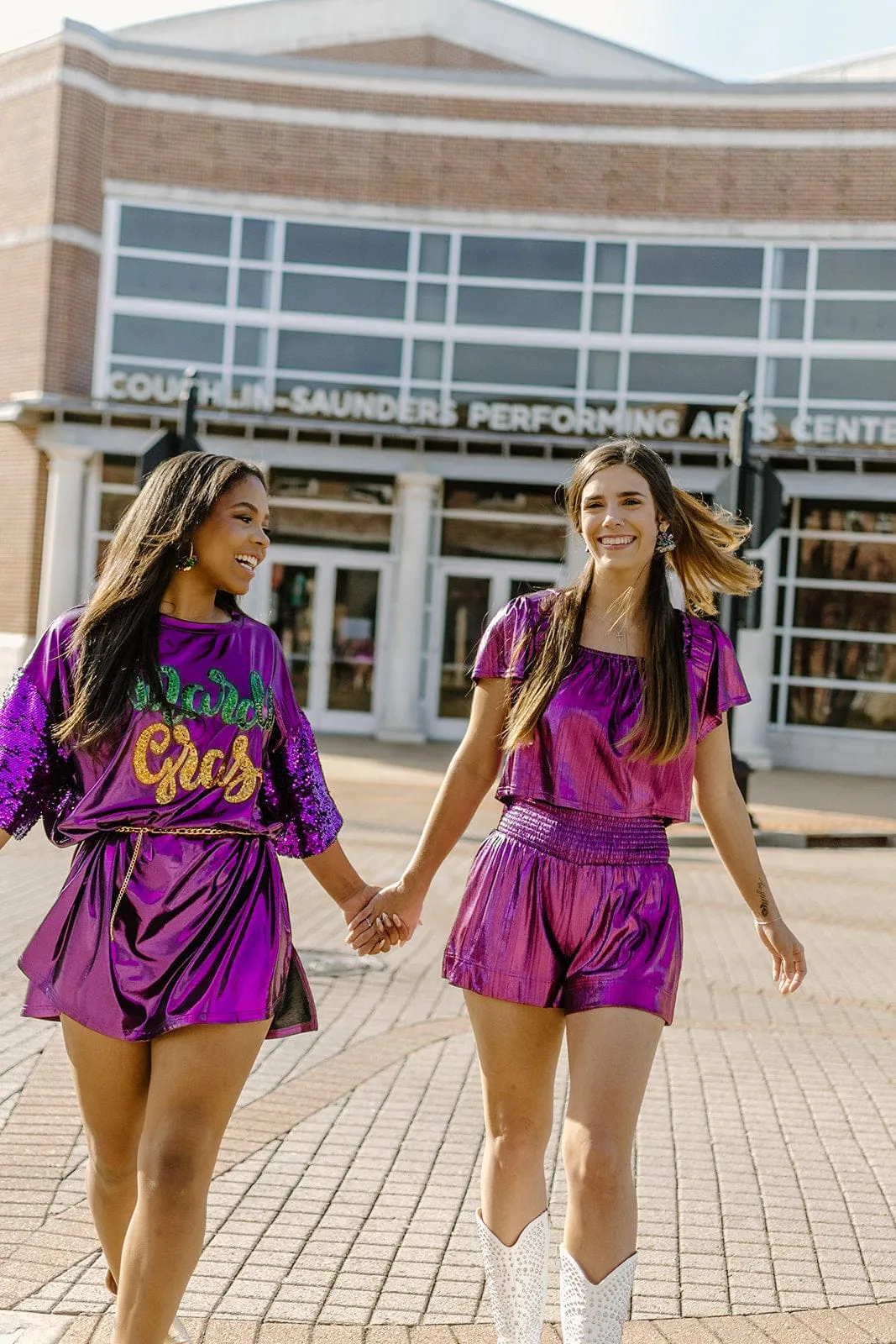 Purple Metallic Short Set