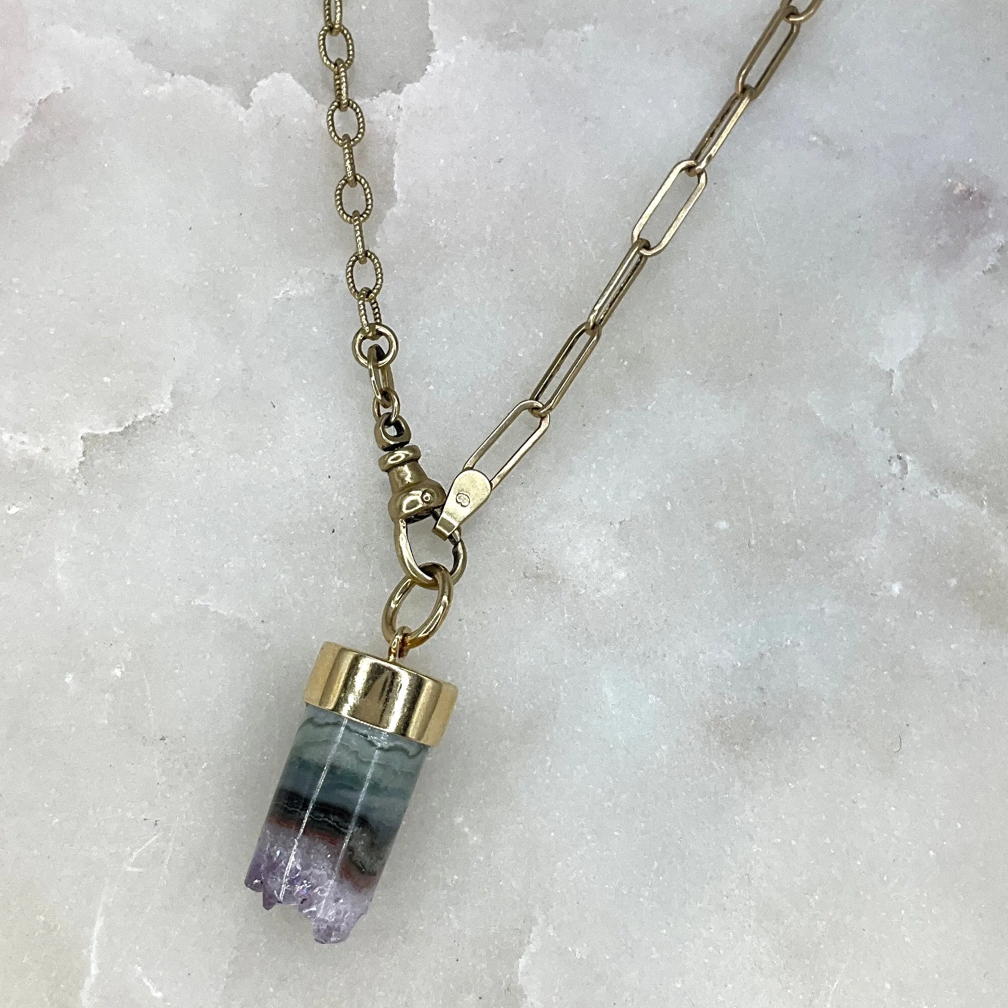 Rainbow Flourite Crystal Pendant