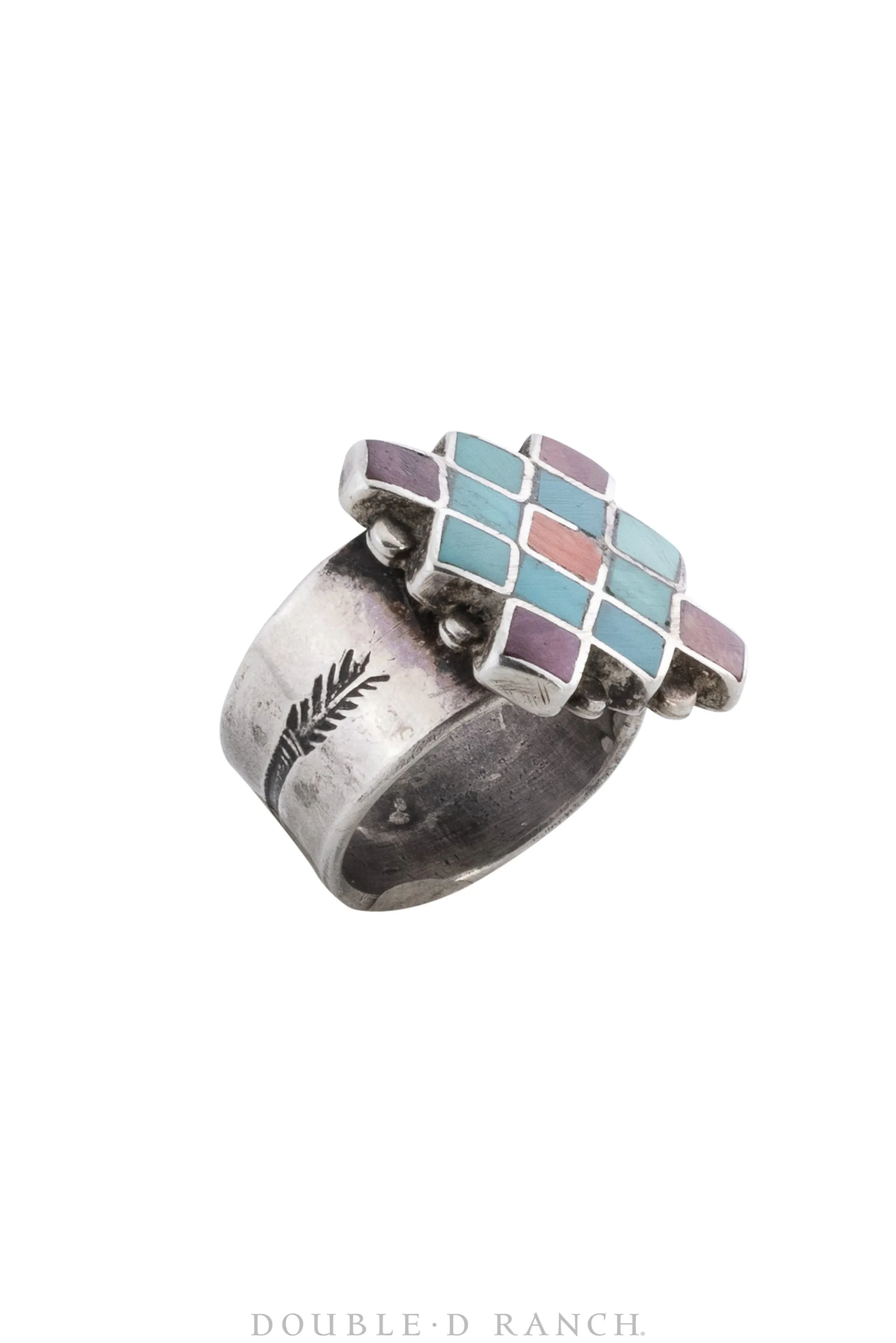 Ring, Inlay, Turquoise, Orange Spiny Oyster, Purple Spiny Oyster, 777