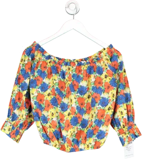 Rixo Multicoloured Cotton Kerry Floral Print Cropped Top UK S