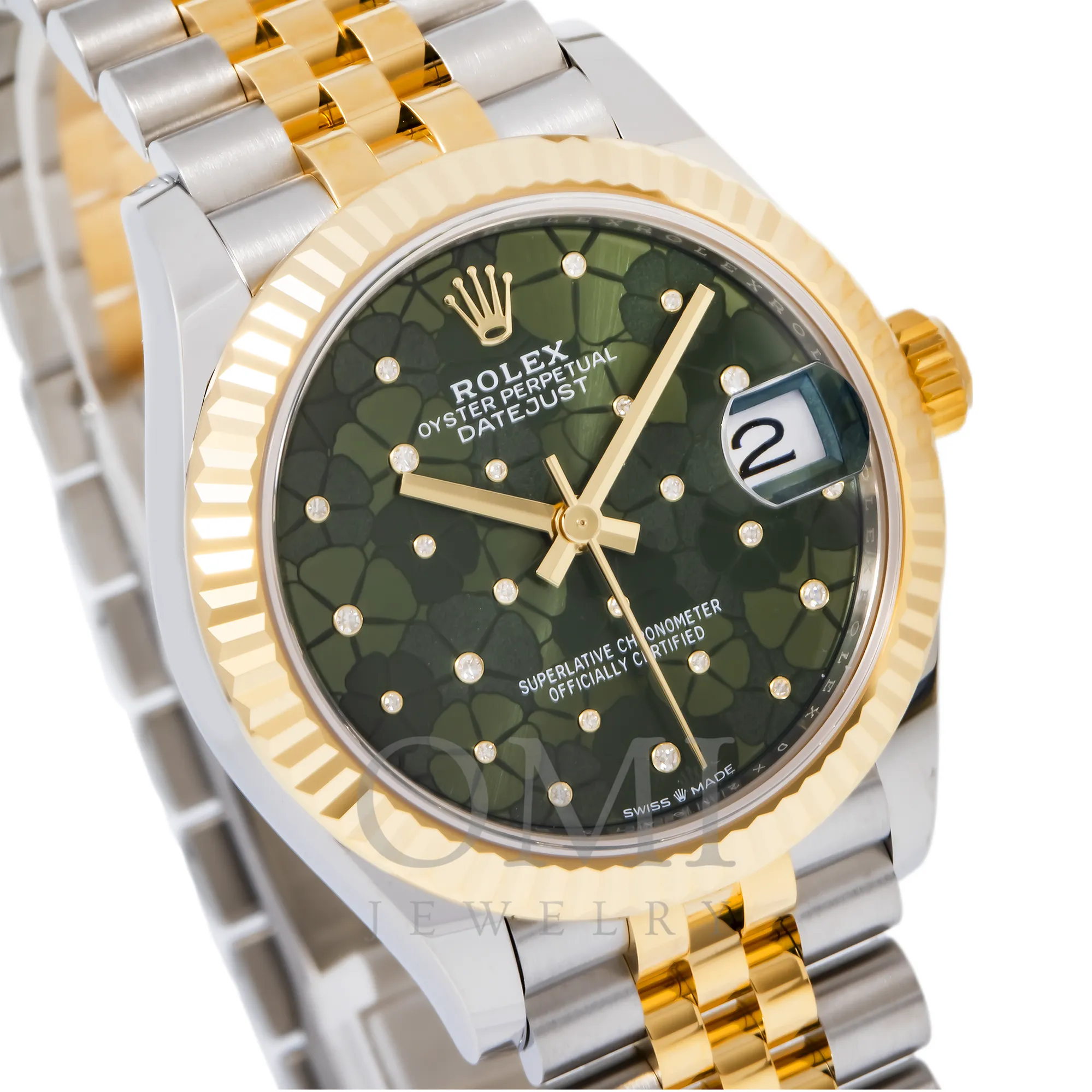 Rolex Datejust 278273 31MM Olive Green Floral Diamond Dial With Two Tone Jubilee Bracelet