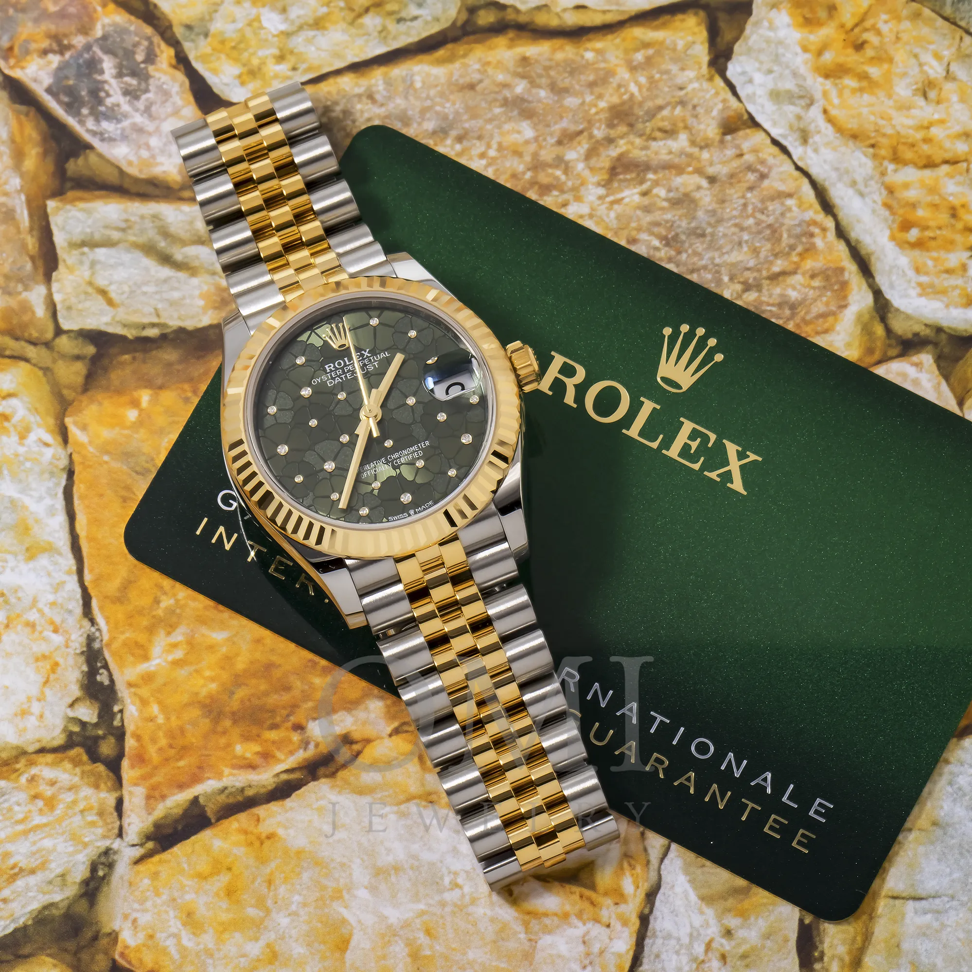 Rolex Datejust 278273 31MM Olive Green Floral Diamond Dial With Two Tone Jubilee Bracelet