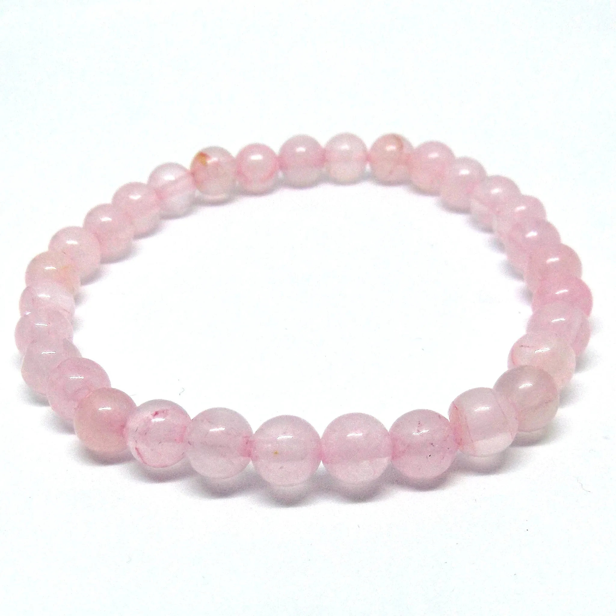 Rose Quartz Gemstone Healing Bracelet for Unconditional Love, 6mm Bead Bracelet