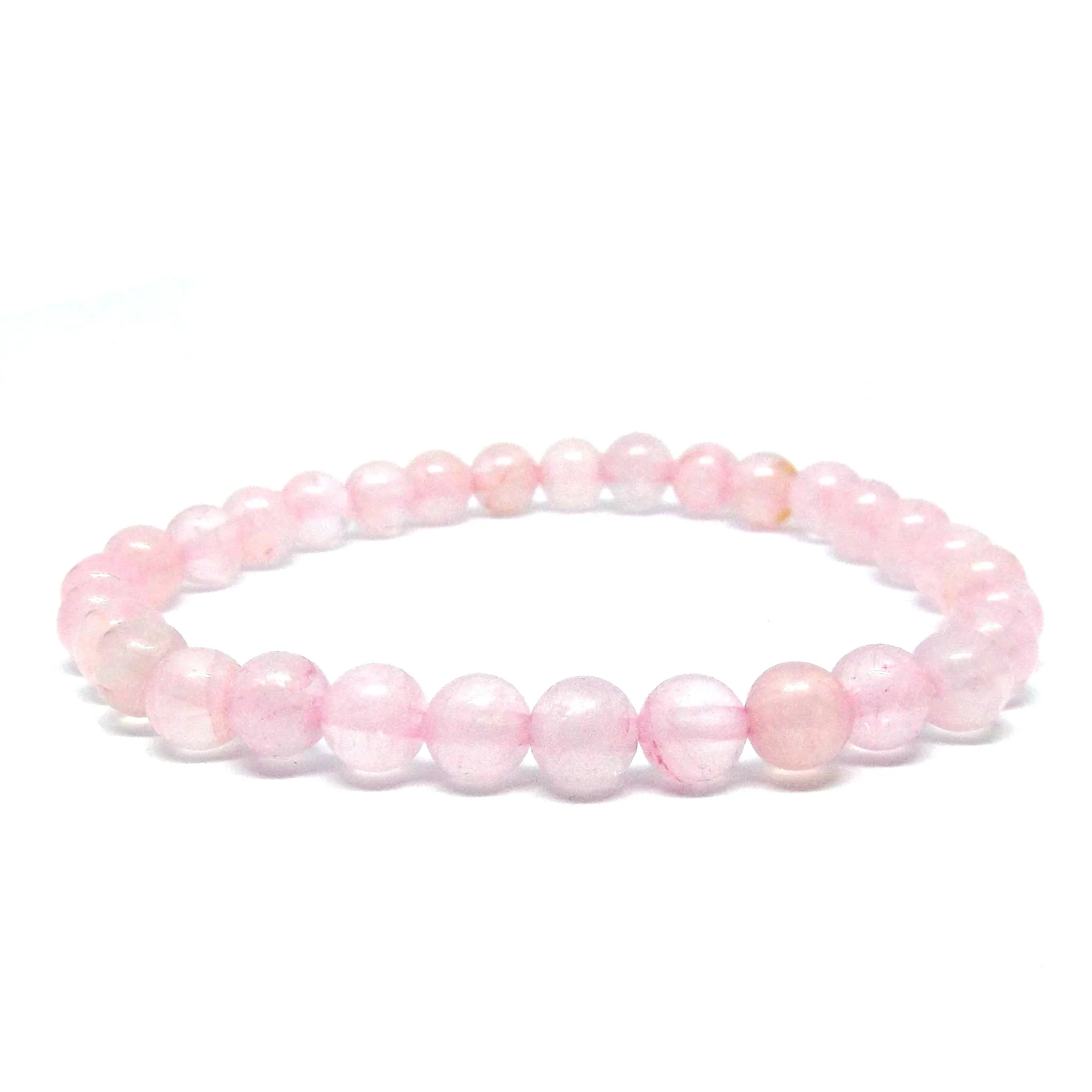 Rose Quartz Gemstone Healing Bracelet for Unconditional Love, 6mm Bead Bracelet