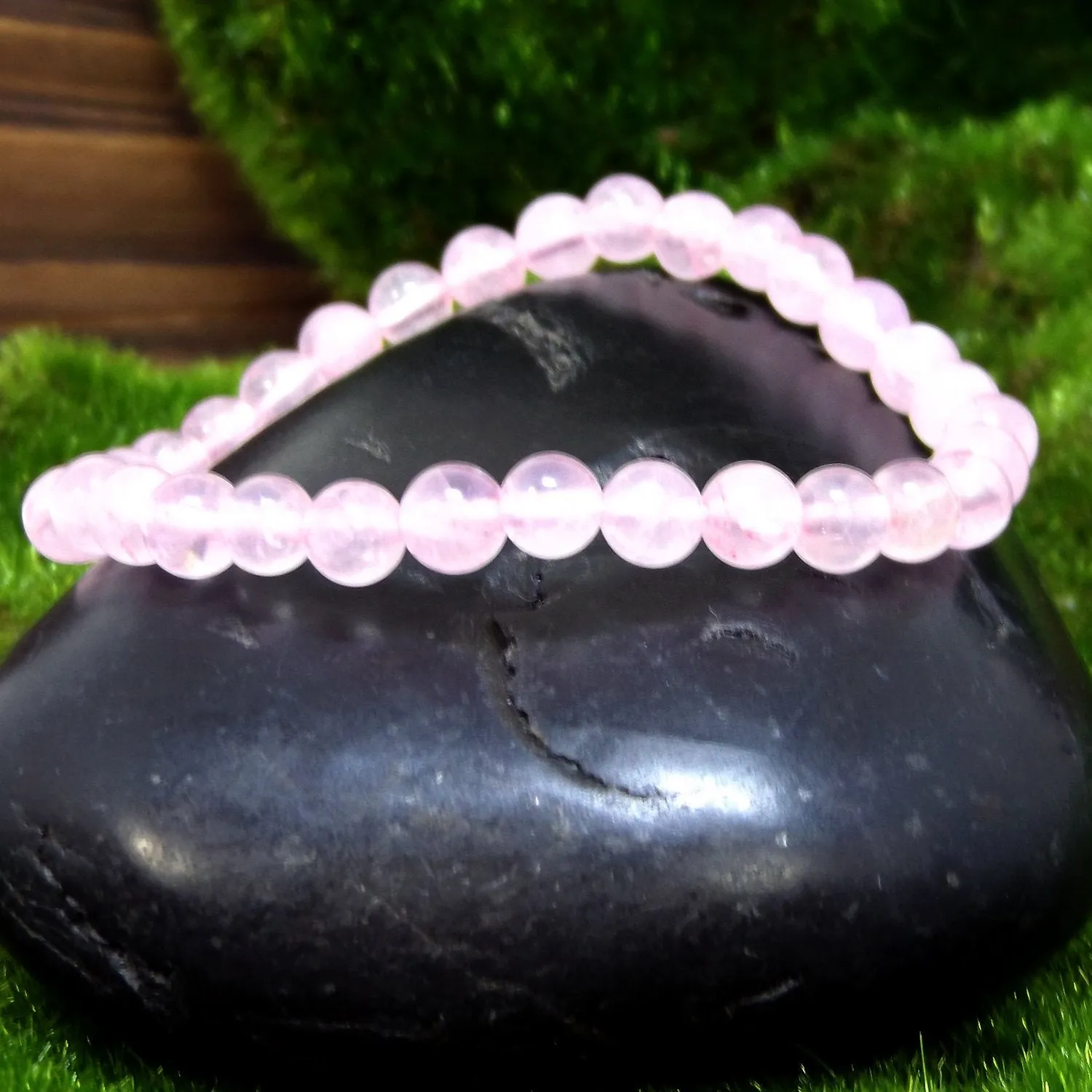 Rose Quartz Gemstone Healing Bracelet for Unconditional Love, 6mm Bead Bracelet