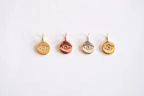 Round Wholesale Evil Eye Charm- Vermeil 22k Gold plated 925 Silver, Third Eye Charm, Small Evil Eye Ra Charm, Chakra, lucky eye, Yoga Charm, 410