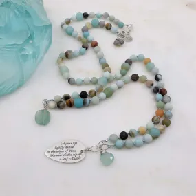 Sea Spray - Tumbled Amazonite Seafoam Chalecdony Sea Glass Necklace