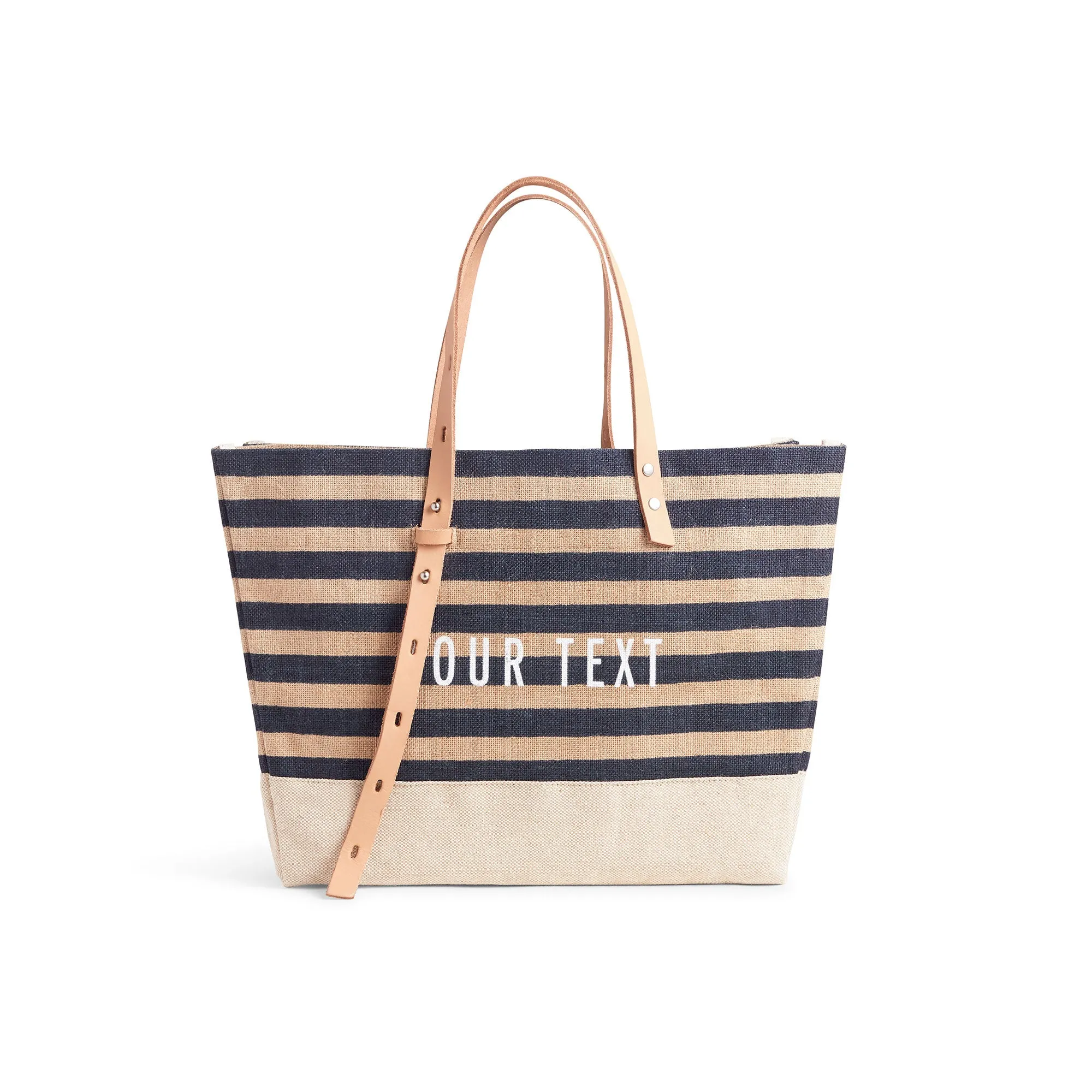 Shoulder Market Bag in Navy Stripe