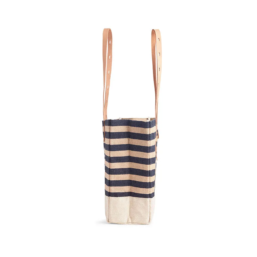 Shoulder Market Bag in Navy Stripe