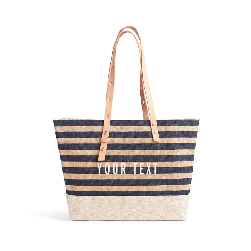 Shoulder Market Bag in Navy Stripe