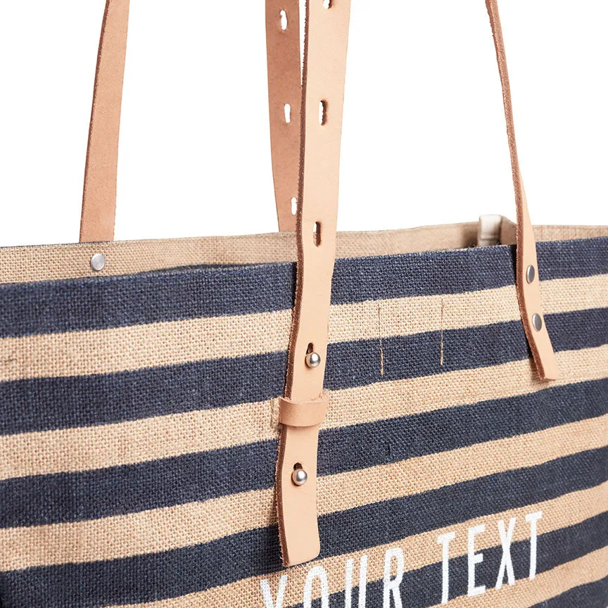 Shoulder Market Bag in Navy Stripe