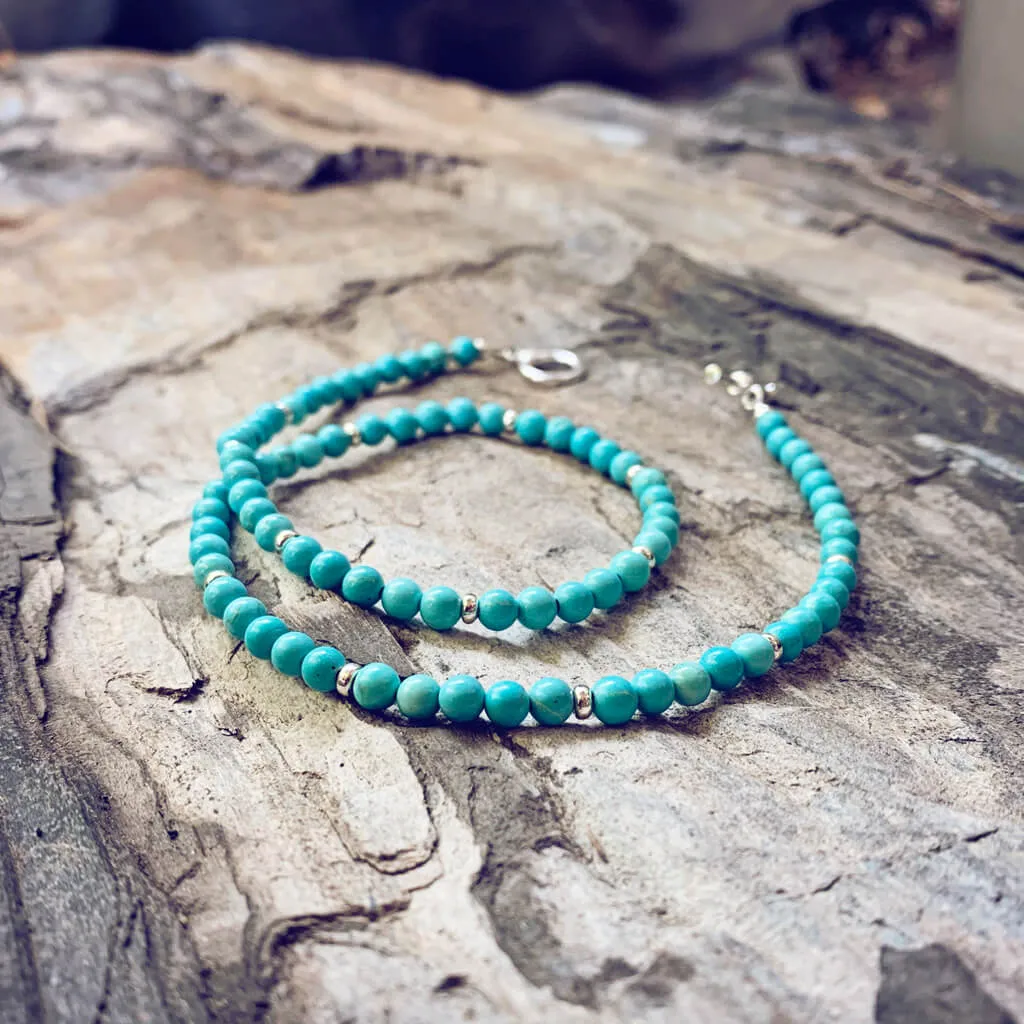 spirit // stabilized turquoise or rose quartz boho choker // wrap bracelet