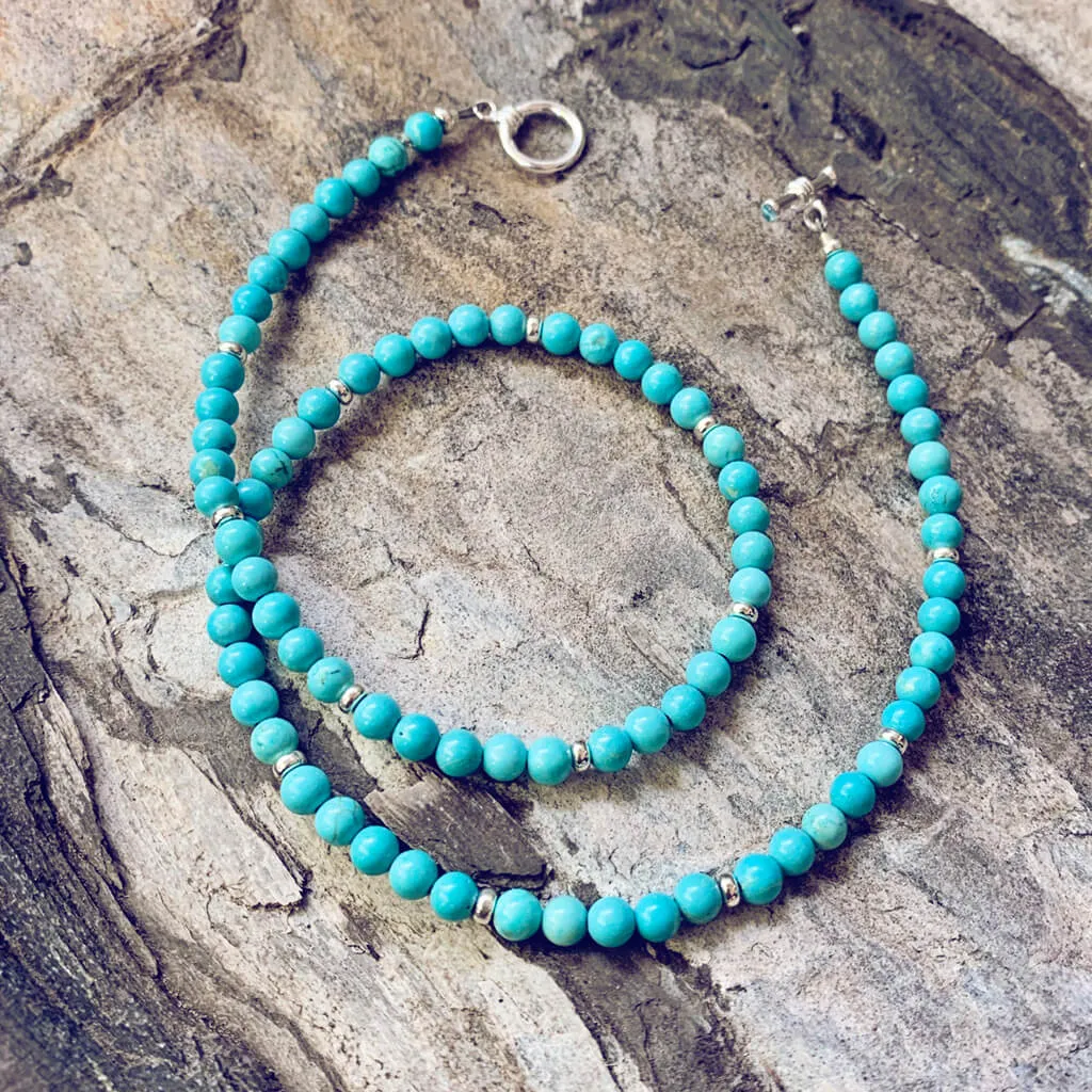 spirit // stabilized turquoise or rose quartz boho choker // wrap bracelet