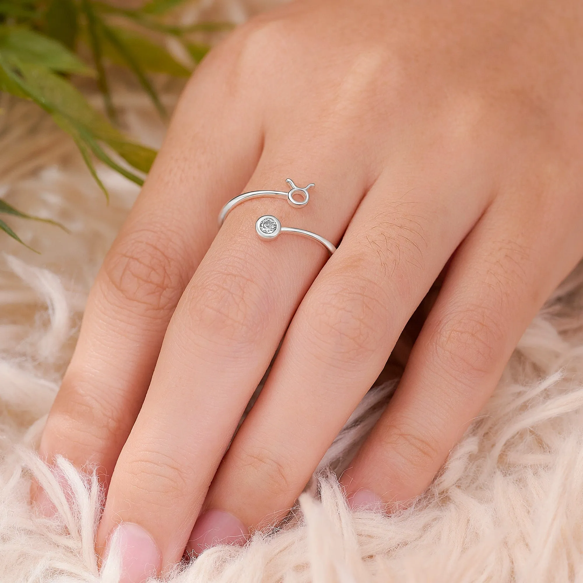 Taurus Ring Sterling Silver Adjustable Zodiac Sign Ring